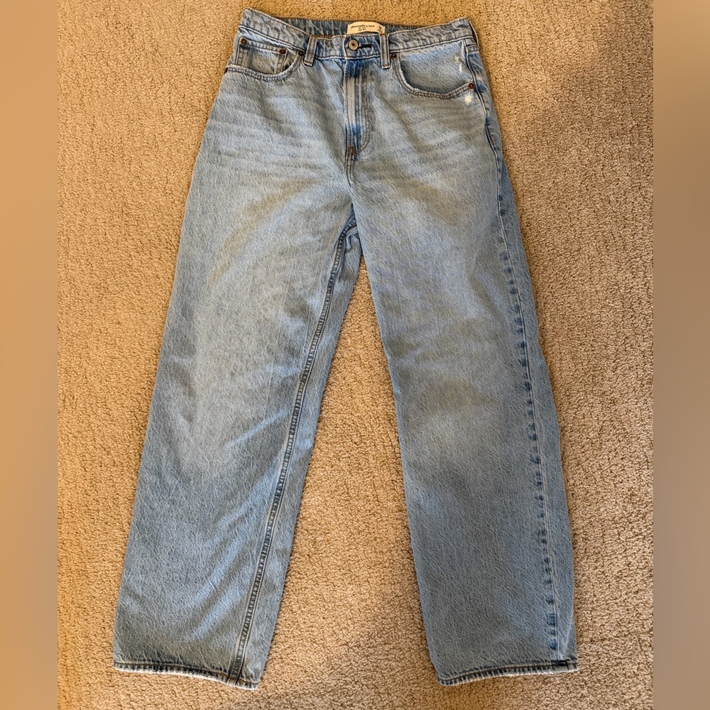 Abercrombie & Fitch Light Blue High Rise Loose Fit Jeans